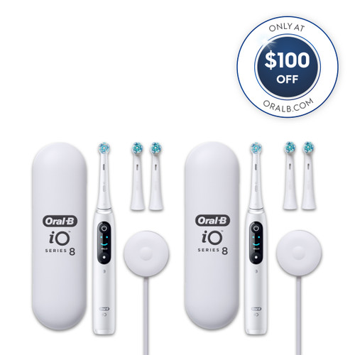 Oral-B iO Series 8 Twin Pack, White Alabaster and White Alabaster