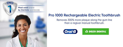 Pro 1000 Delta Dental Rechargeable Electric Toothbrush, White
