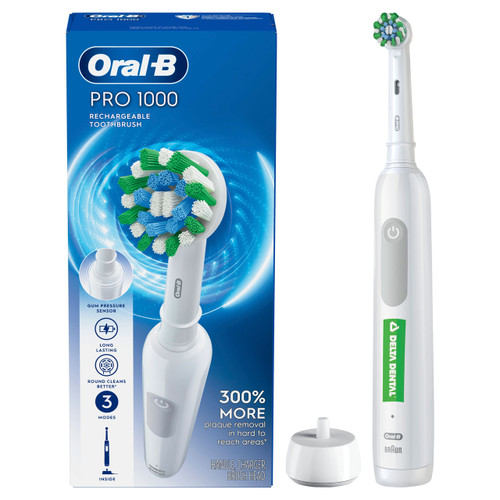 Pro 1000 Delta Dental Rechargeable Electric Toothbrush, White
