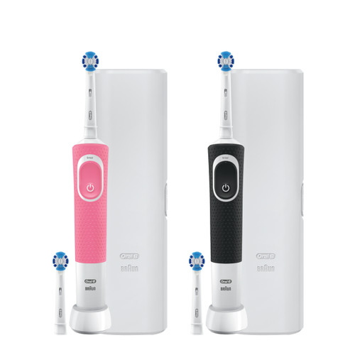 Oral-B Vitality Limited Rechargeable Electric Toothbrush Twin Pack, Pink and Black