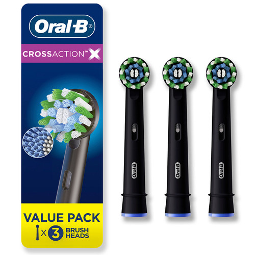 Oral-B CrossAction X-Filaments Replacement Brush Heads Refill, Black 3 Count