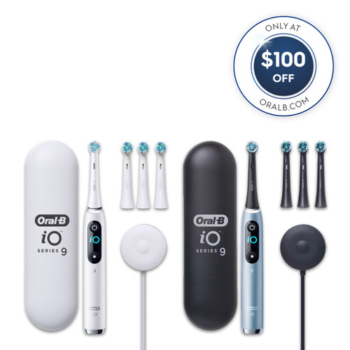 Oral-B iO9 Twin Pack, White Alabaster + Aqua Marine