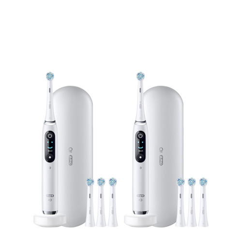 Oral-B iO9 Twin Pack, White Alabaster + White Alabaster