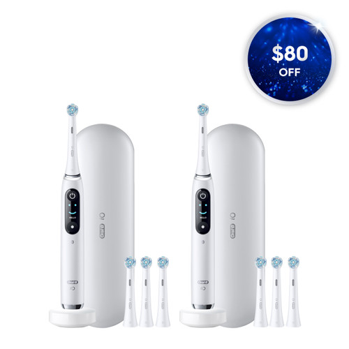 Oral-B iO9 Twin Pack, White Alabaster + White Alabaster