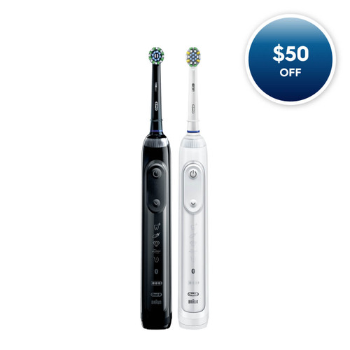 Oral-B Genius X Rechargeable Electric Toothbrush Twin Pack, Black and White