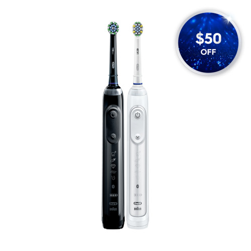 Oral-B Genius X Rechargeable Electric Toothbrush Twin Pack, Black and White