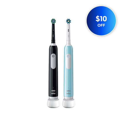 Pro 1000 Rechargeable Electric Toothbrush Twin Pack, Black and Turquoise
