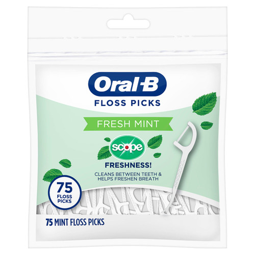 Oral-B Burst of Scope Dental Floss Picks, Fresh Mint, 75 ct