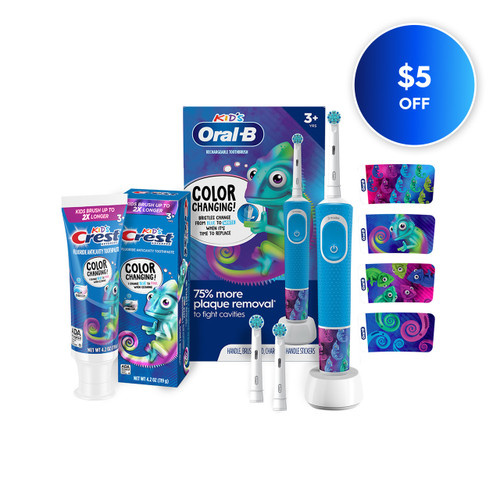 Oral-B + Crest Color Changing Electric Toothbrush Kids Bundle