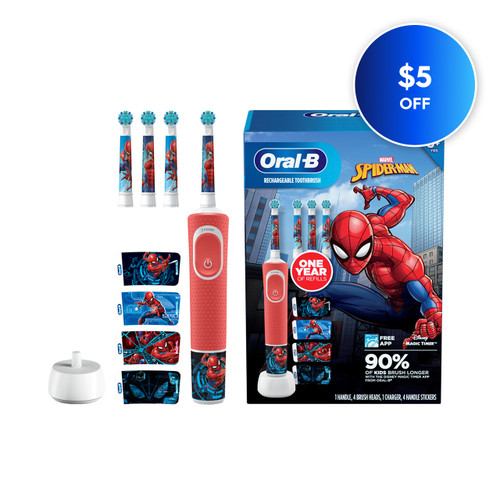 Oral-B Kids Electric Toothbrush Bundle Featuring Spiderman, for kids 3+