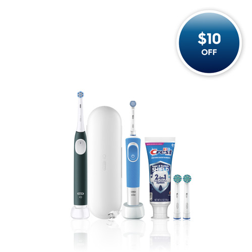 Oral-B Family Pack Featuring iO2 + Kids Advanced Cavity Bundle, Forest Green