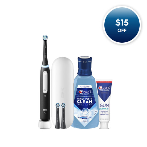 Oral-B + Crest iO Series 4 Gum Care Bundle, Black