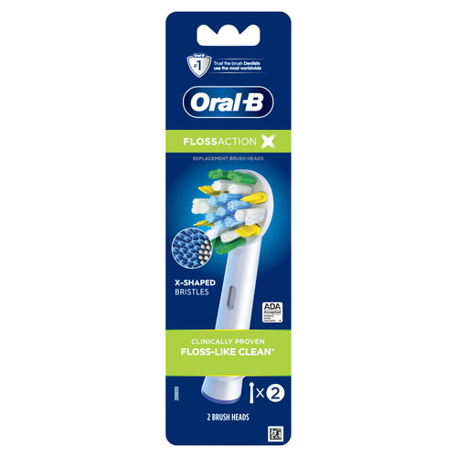 FlossAction X-Filament Brush Heads, 2 Ct