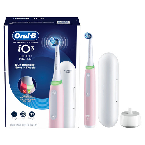 Oral-B iO Series 3 Clean & Protect Rechargeable Electric Toothbrush, Azalea Pink