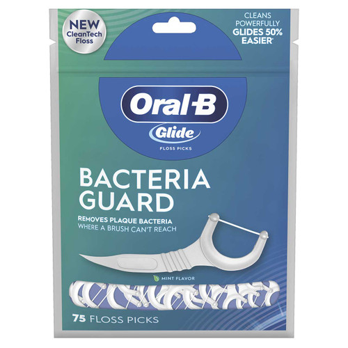 Oral-B Glide Bacteria Guard Dental Floss Picks, 75 Picks