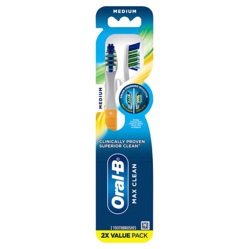 CrossAction Max Clean Manual Toothbrush, Medium, 2 Count