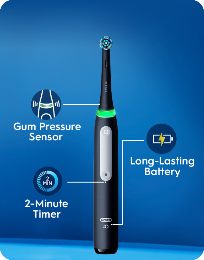 Oral-B iO Series 4 electric toothbrush - gentle care brush head - gum pressure sensor-long-lasting battery - 2-minute timer
