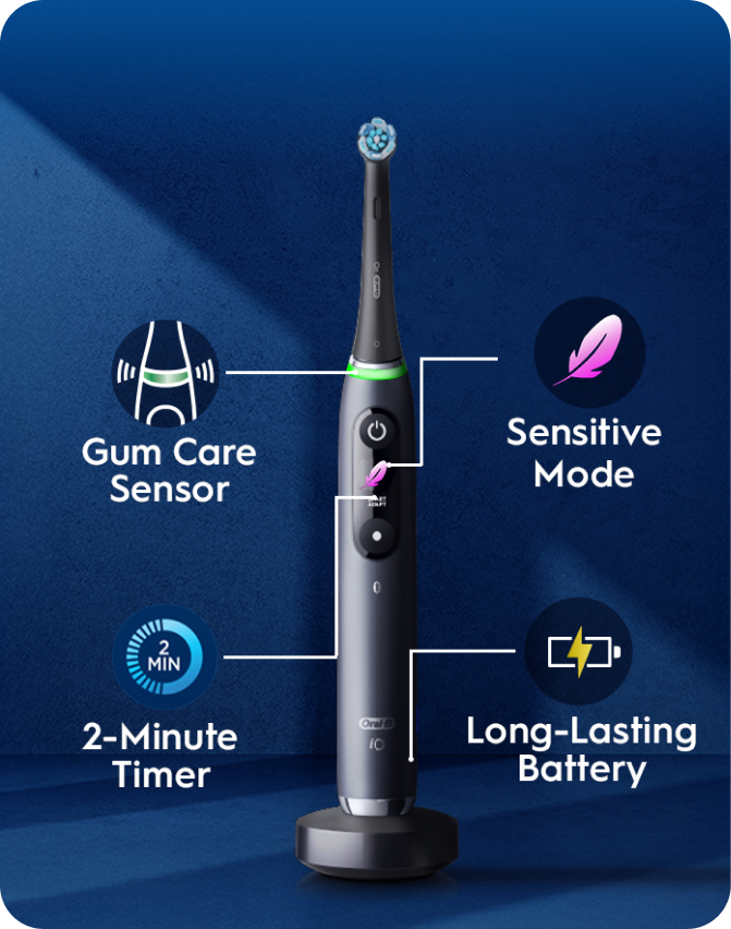iO series 9 electric toothbrush - Gum Pressure Sensor - Sensitive Mode - 2-Minute Timer - Long-Lasting Battery