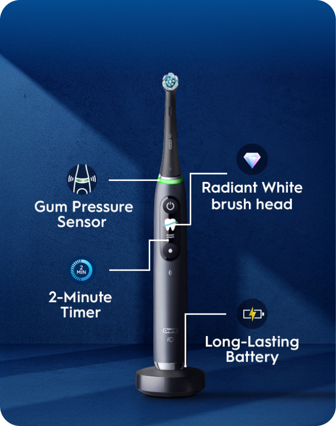 iO series 9 electric toothbrush - Gum Pressure Sensor - Daily Clean Mode - 2-Minute Timer - Long-Lasting Battery