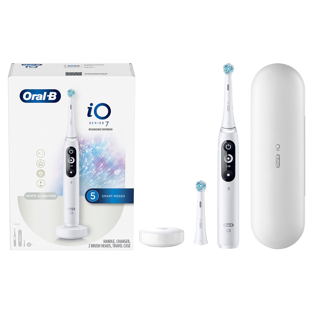 Oral-B iO Series 7 Rechargeable Electric Toothbrush, White Alabaster