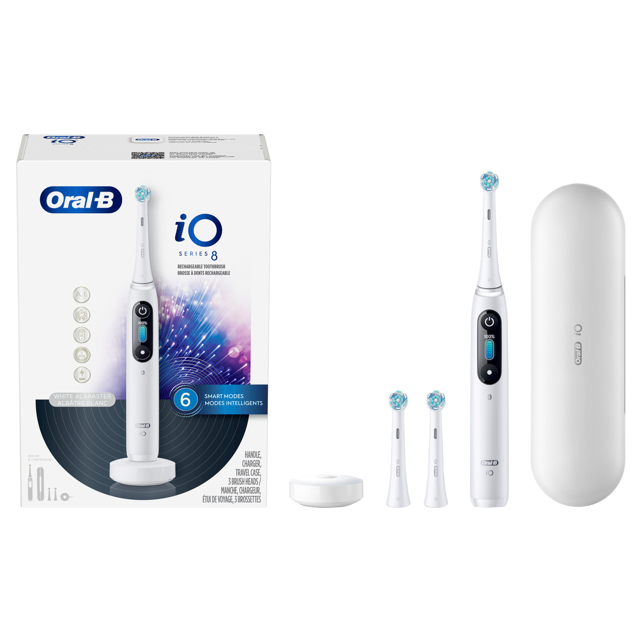 Oral-B iO8 Electric Toothbrush, White Alabaster | Oral-B
