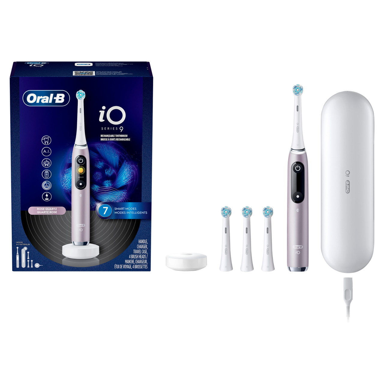 Oral-B iO9 Rechargeable Electric Toothbrush, Rose Quartz | Oral-B
