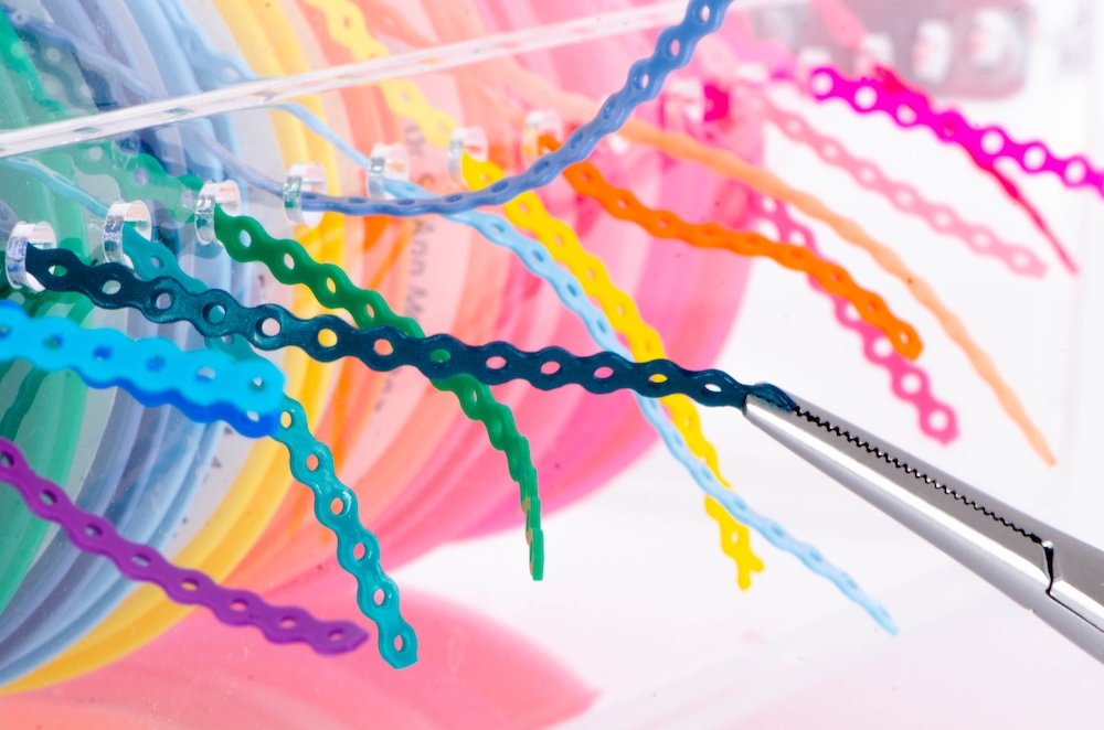 Rolls of different braces colors