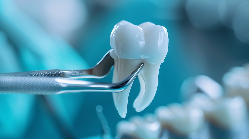 Wisdom Teeth Removal Banner Image Close up of tweezers holding an extracted tooth