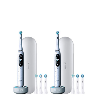 iO Series 10 Electric Toothbrush Twin Pack, Stardust White | Oral-B