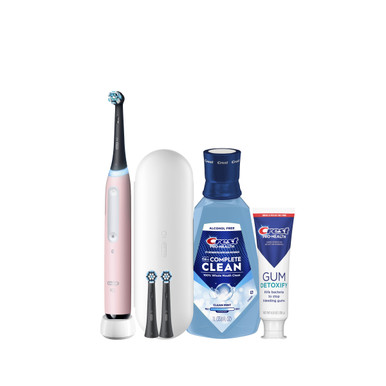 Oral-B + Crest iO Series 4 Gum Care Bundle, Pink | Oral-B Oral-B + Crest iO Series 4 Gum Care Bundle, Pink | Oral-B