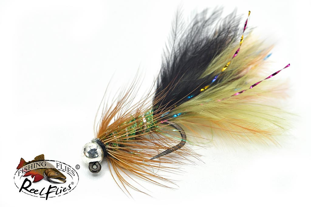 Tungsten Jig Head Woolly Bugger - Black and Olive