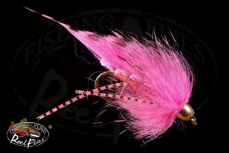 Black Barred Hot Pink Conehead Zonker Fly | ReeFlies™