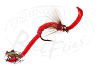 Psycho San Juan Worm Red with Soft Hackle Collar