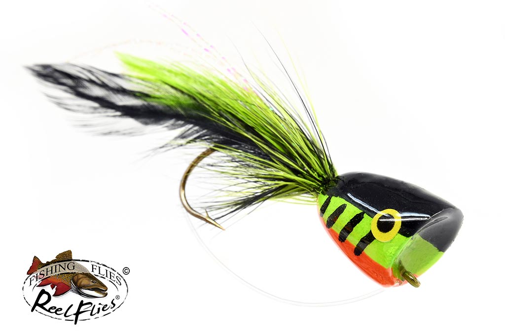 ReelFlies Yellow Perch Popper Fly - Premium Topwater Lure for Bass