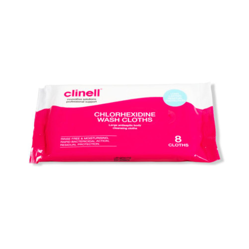 Clinell Chlorhexidine Wash Cloths 8 Cloths