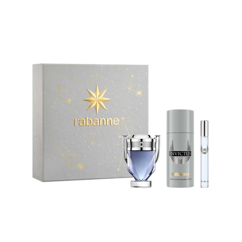 Paco Rabanne Invictus Eau De Toilette 50ml + Deodorant 150ml + Travel Spray 10ml