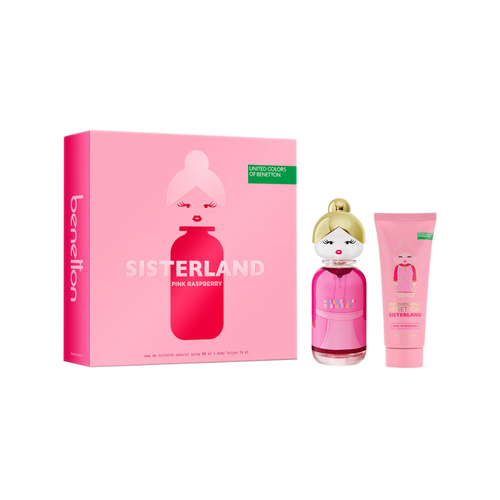 United Colors of Benetton Sisterland Pink Raspberry Eau De Toilette Natural Spray 80ml + Body Lotion 75ml