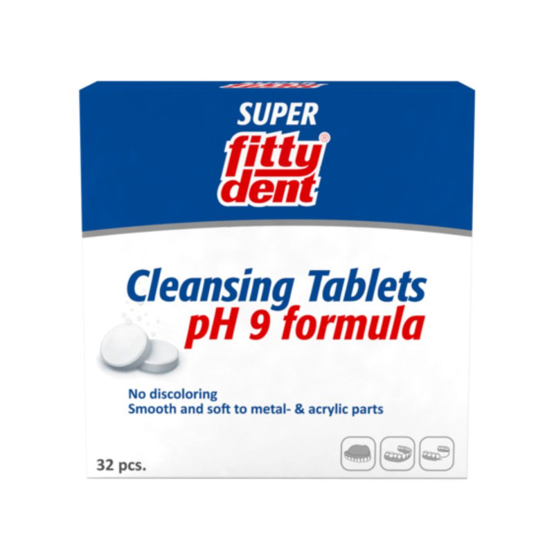 fittydent Cleansing Tablets pH 9 Formula 32 Tablets