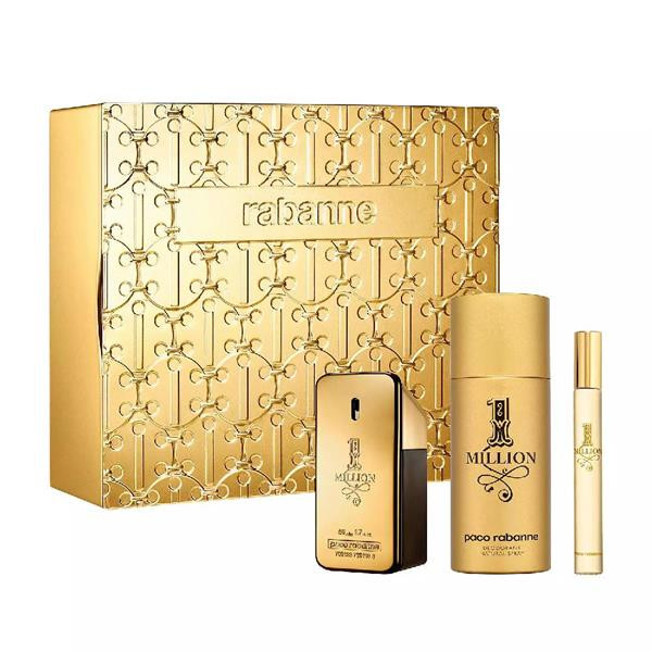 Paco Rabanne 1 Million Eau De Toilette 50ml + Deodorant +  Travel Spray 10ml Gift Set
