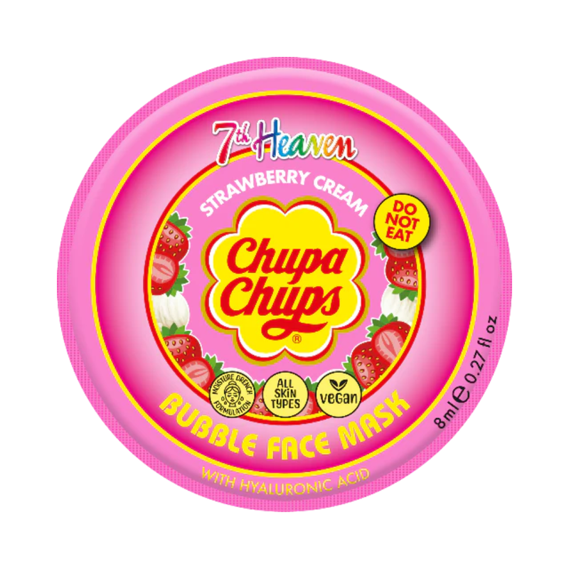 7th Heaven Chupa Chups Strawberry Cream Bubble Mask with Hyaluronic Acid - Plumps & Hydrates