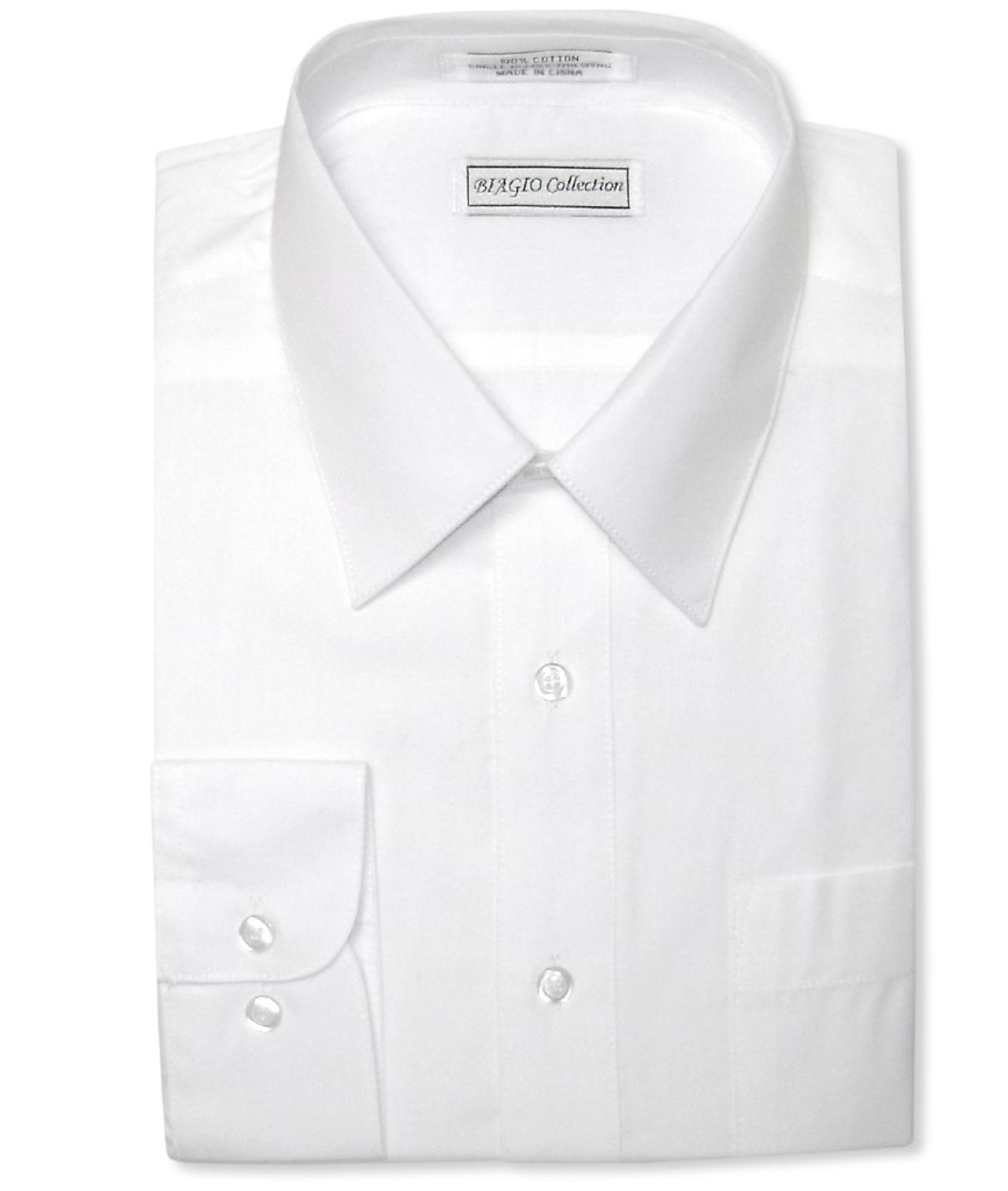 Convertible Cuffs | Solid White Cotton Dress Shirt By Biagio