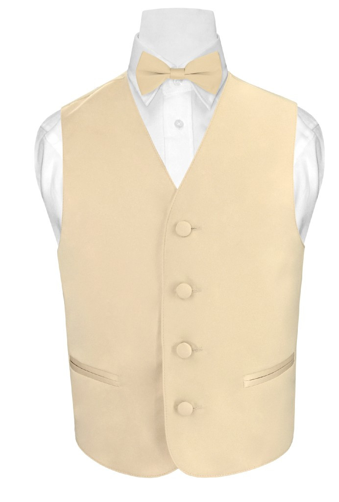 Boys Light Brown Dress Vest And BowTie Set Vest And Bowtie Set