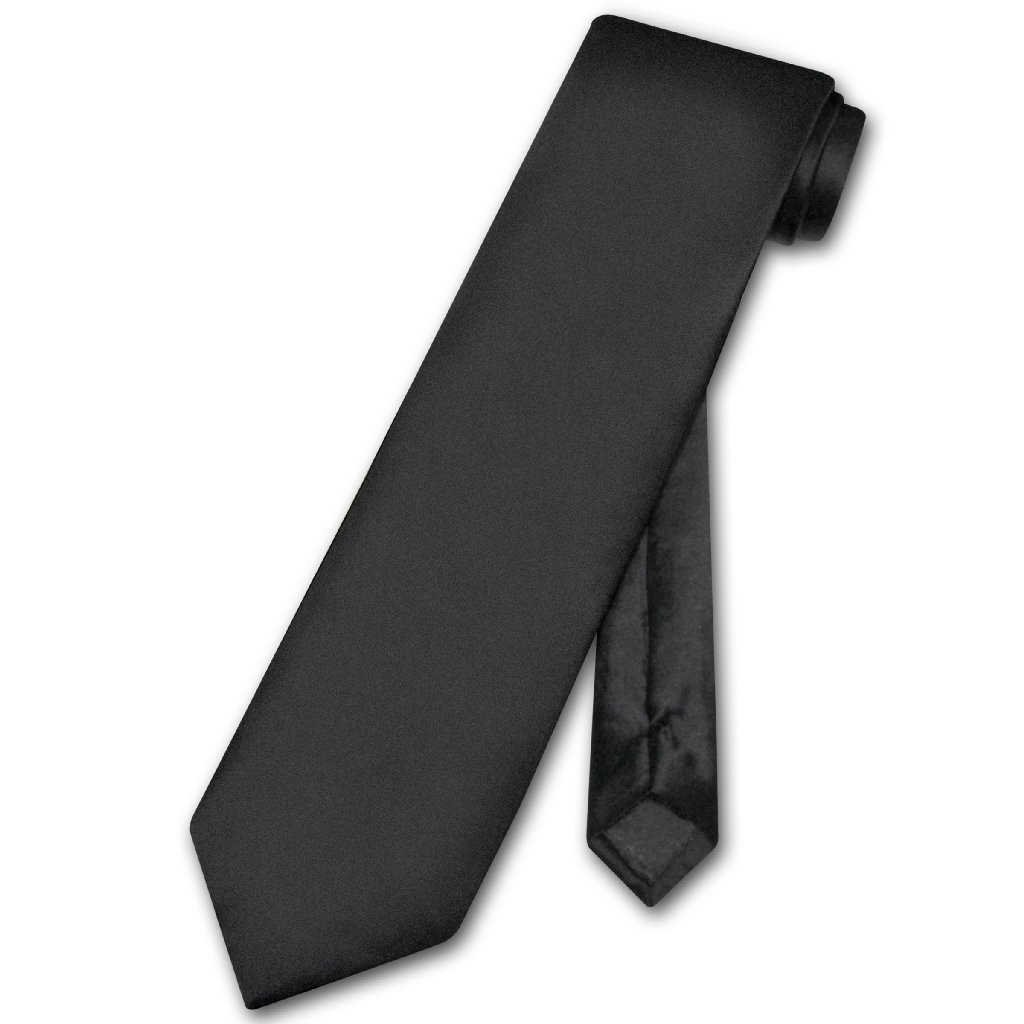 Classic Solid Black Men's Neck Tie - Polyester, Dress Tie By Vesuvio Napoli