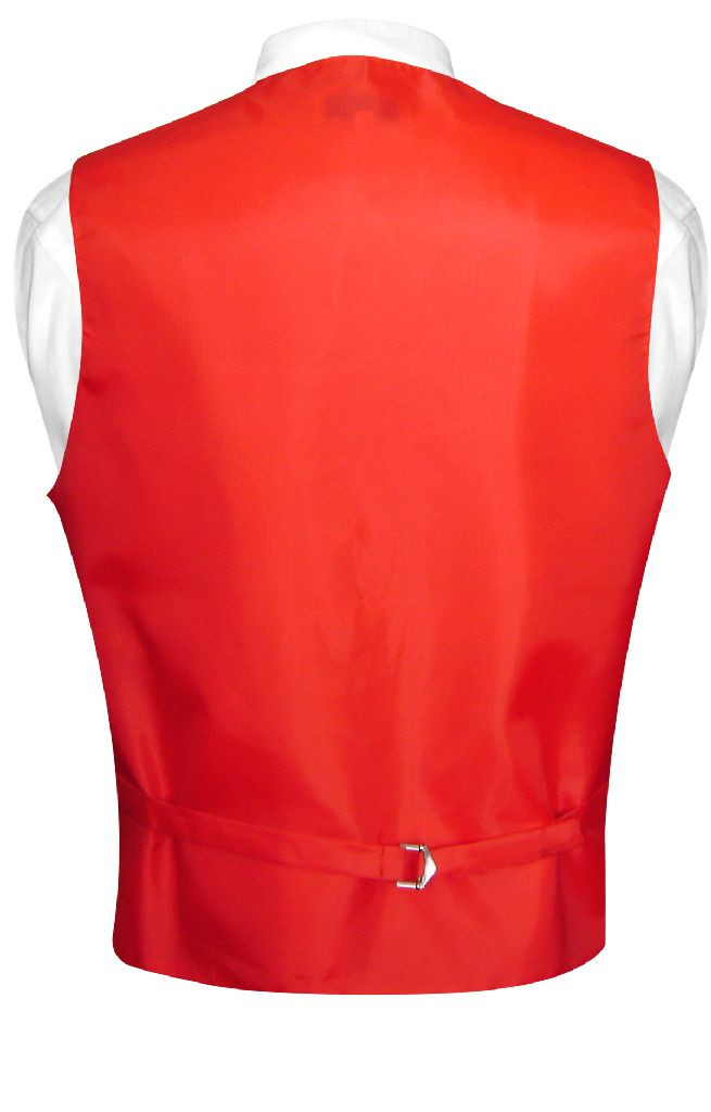 Mens Dress Vest & BowTie Solid Red Color Bow Tie Set
