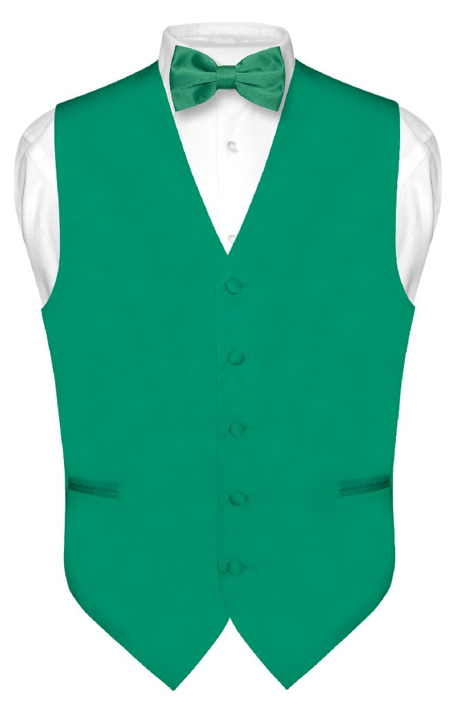 Emerald Green Vest And Bow Tie Mens Formal Dress Vest Set