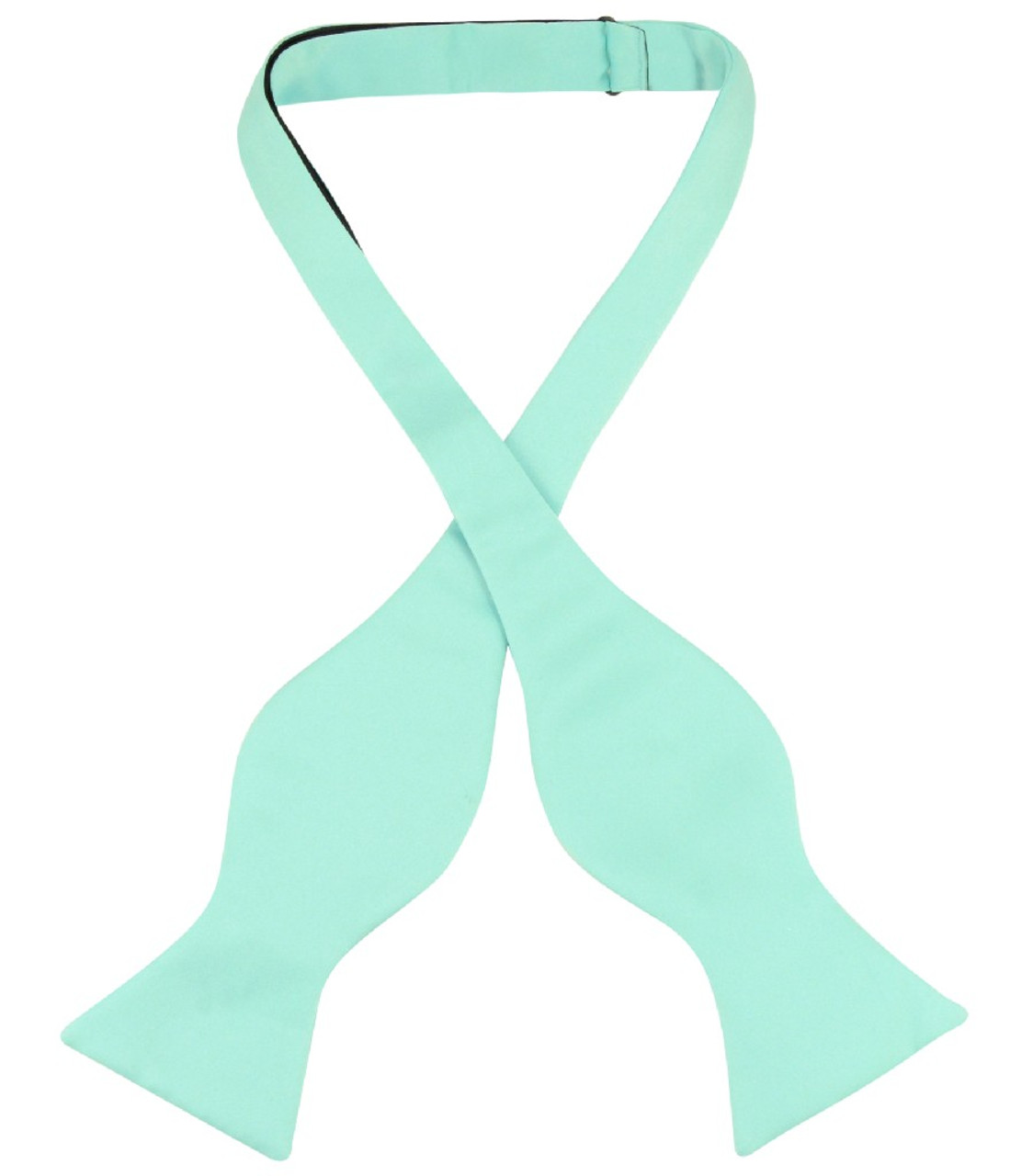 Vesuvio Napoli Self Tie Bow Tie Solid Aqua Green Color Mens BowTie