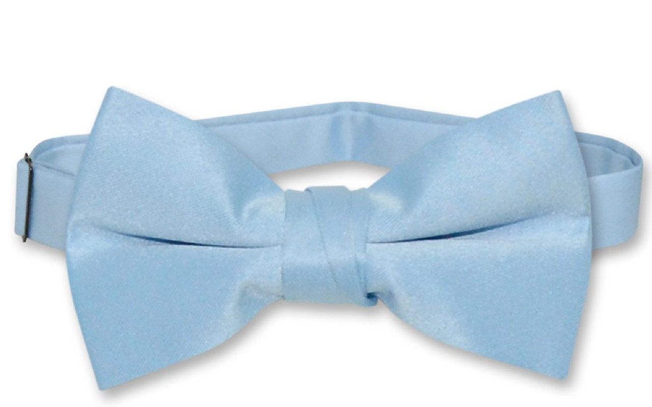 Vesuvio Napoli Boys BowTie Solid Baby Blue Color Youth Bow Tie