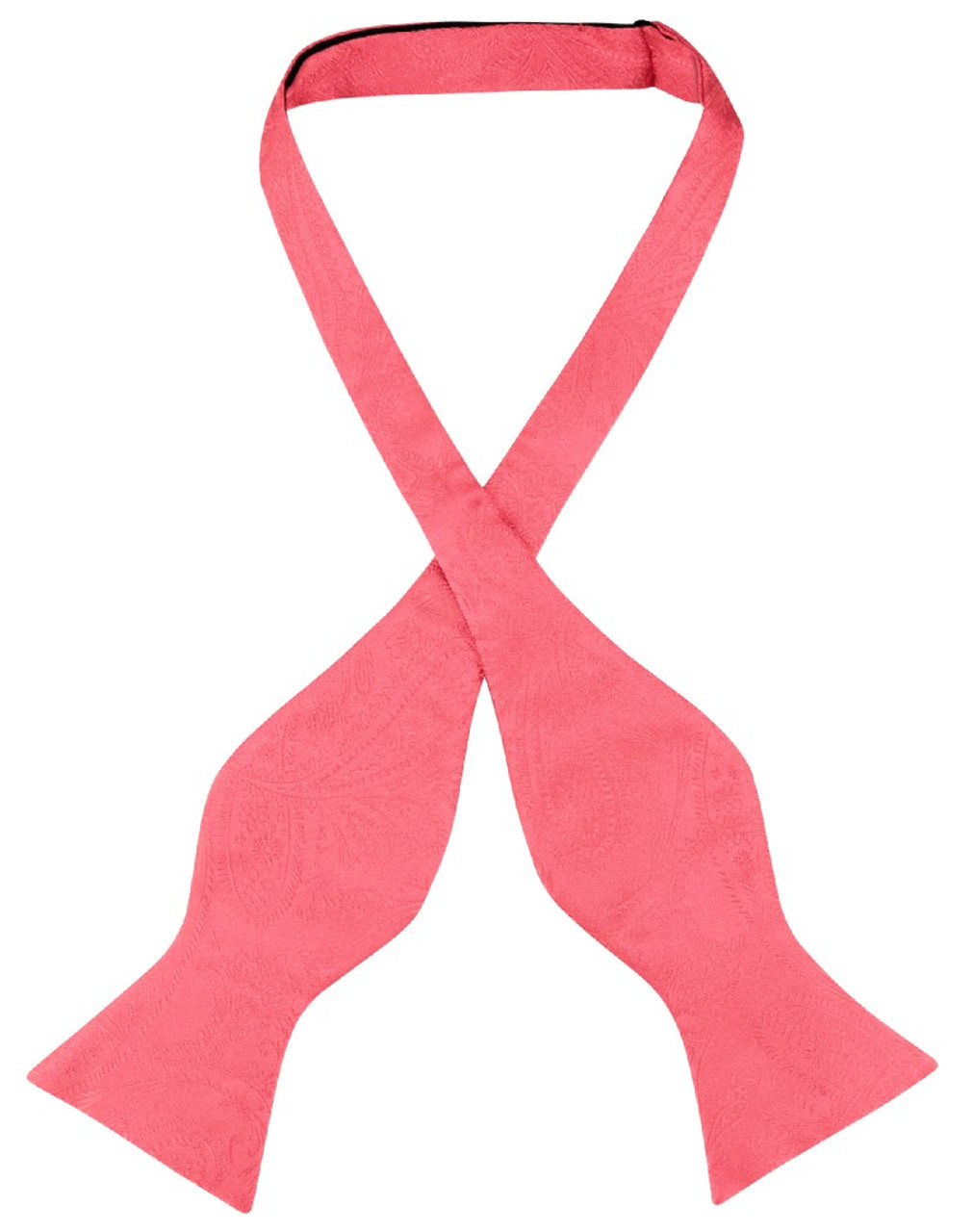 Vesuvio Napoli Self Tie Bow Tie Coral Pink Paisley Mens BowTie