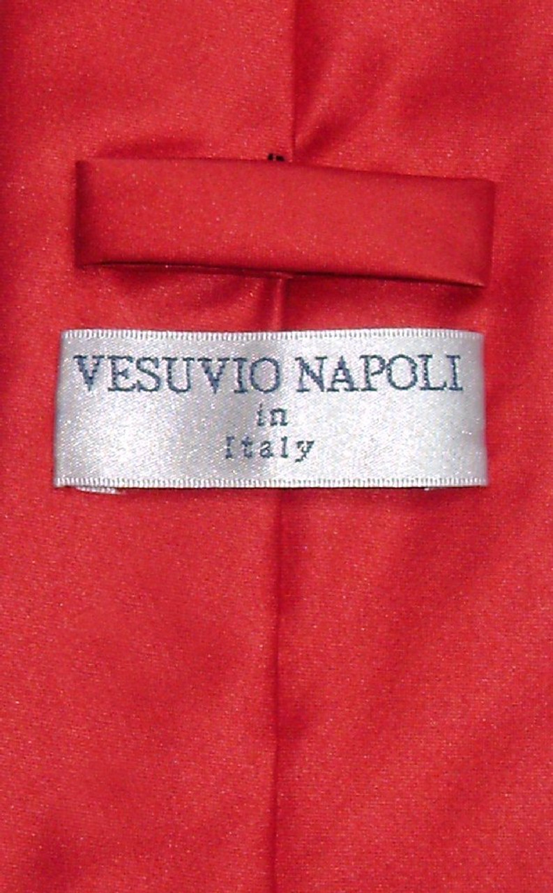 Vesuvio Napoli Solid Red NeckTie Handkerchief Mens Neck Tie Set