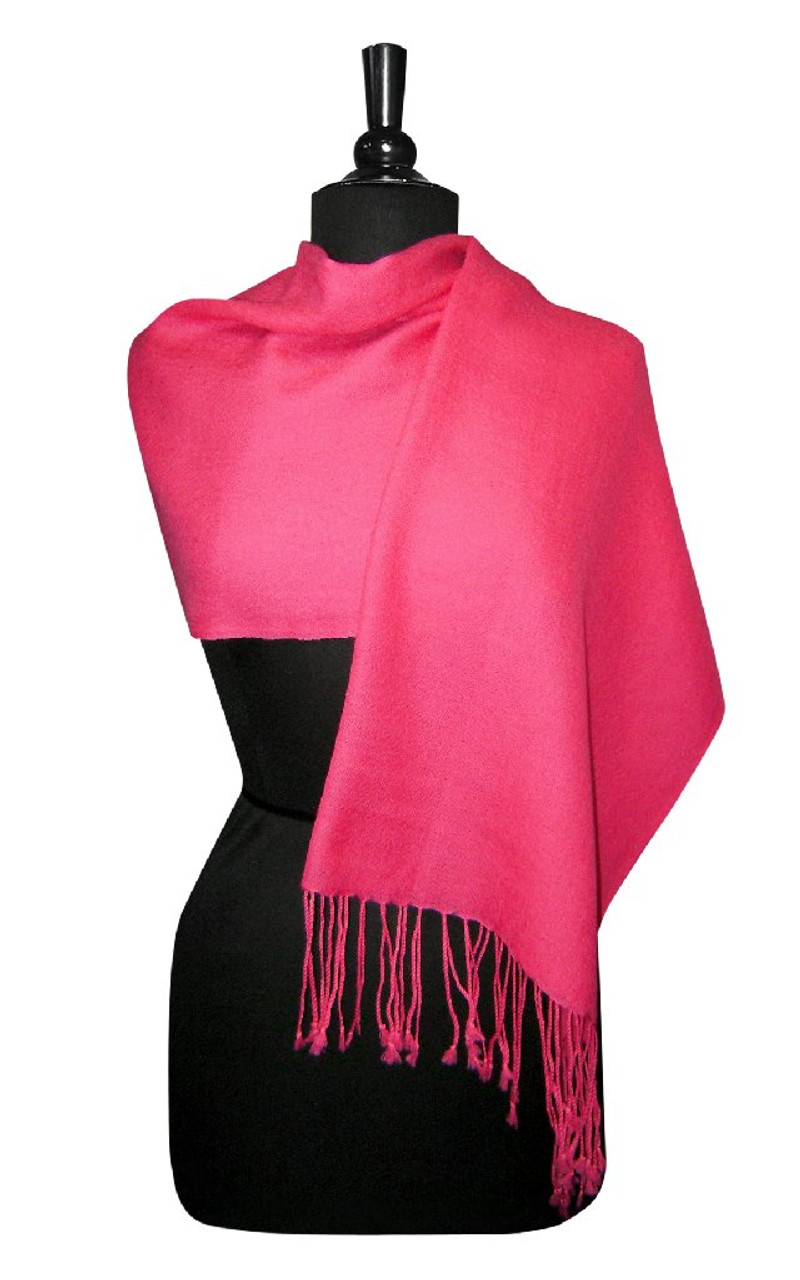 Hot Pink Fuchsia Pashmina Biagio 100 Wool Pashmina Scarf